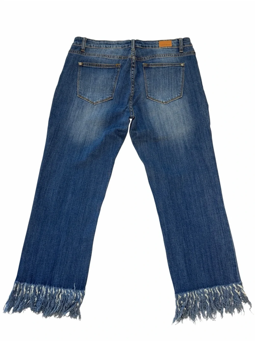 Judy Blue Distressed Blue Fringe-Hem Cropped Jeans - Picture 4 of 5